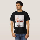 ピンクのフラミンゴの水彩画アートプリント Tシャツ (正面フル)