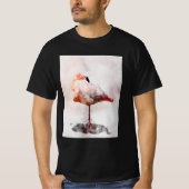 ピンクのフラミンゴの水彩画アートプリント Tシャツ (正面)
