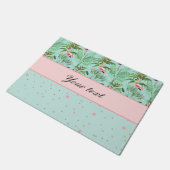 ピンクのフラミンゴの水玉模様 ドアマット (アングル)