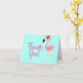 ピンクのフラミンゴの熱帯かわいい誕生日感謝していしています カード (黄色い花)