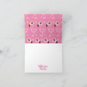 ピンクのフラミンゴの熱帯かわいい誕生日感謝していしています カード (内部)