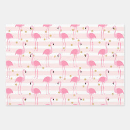 ピンクのフラミンゴの熱帯の斑点パターン ラッピングペーパーシート