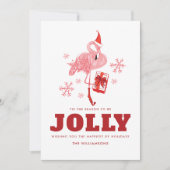 ピンクのフラミンゴの熱帯グリーティングクリスマス シーズンカード (正面)