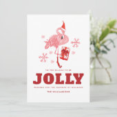 ピンクのフラミンゴの熱帯グリーティングクリスマス シーズンカード (スタンド正面)