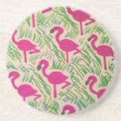 ピンクのフラミンゴの熱帯パターン コースター (正面)