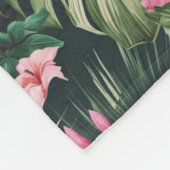 ピンクのフラミンゴの熱帯パターン フリースブランケット (角)