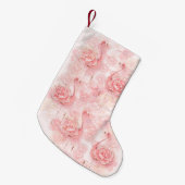 ピンクのフラミンゴの熱帯ピンクのバラ スモールクリスマスストッキング (正面 (吊り時))