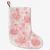 ピンクのフラミンゴの熱帯ピンクのバラ スモールクリスマスストッキング (正面)