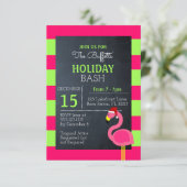 ピンクのフラミンゴの熱帯休日のパーティの招待状 招待状 (スタンド正面)