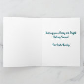 ピンクのフラミンゴの猫とカエルの熱帯クリスマス カード (内部)