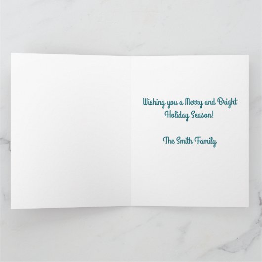 ピンクのフラミンゴの猫とカエルの熱帯クリスマス カード (内部)