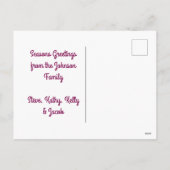 ピンクのフラミンゴの猫とカエルの熱帯クリスマス シーズンポストカード (裏面)