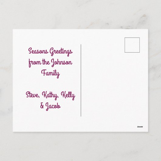 ピンクのフラミンゴの猫とカエルの熱帯クリスマス シーズンポストカード (裏面)