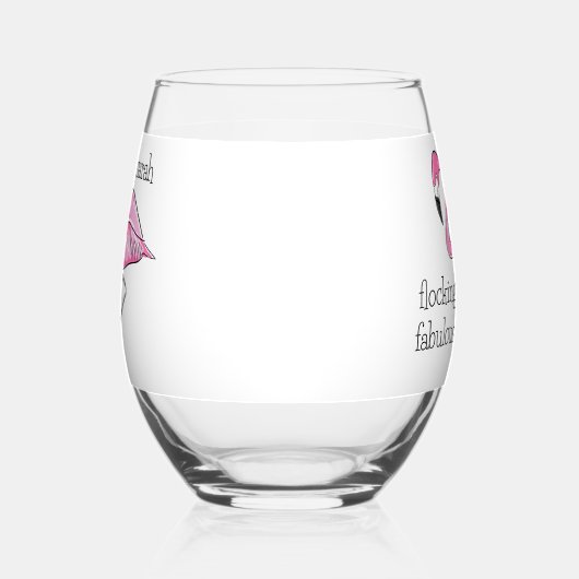 ピンクのフラミンゴの素敵な女の子の夜の名前 ステムなしワイングラス (左)