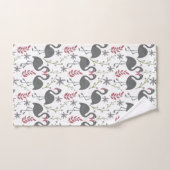 ピンクのフラミンゴの継ぎ目のないパターンの花葉、 バスタオルセット (ハンドタオル)