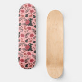 ピンクのフラミンゴの継ぎ目のないパタ葉ーンと花 スケートボード (正面)
