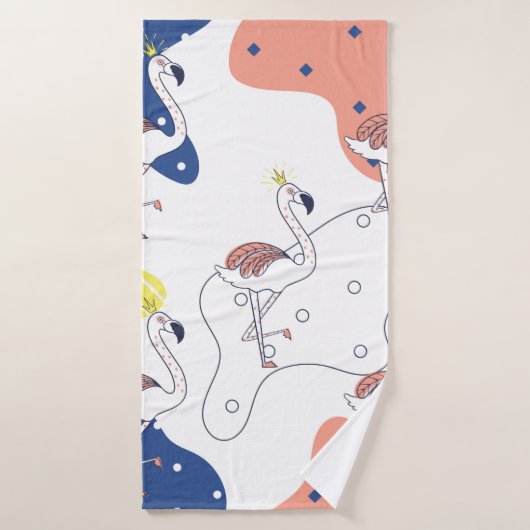 ピンクのフラミンゴの美しさで、クラウンの継ぎ目のないパター バスタオル (バスタオル)