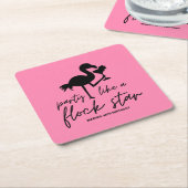 ピンクのフラミンゴの群れのスター トロピカル バースデー スクエアペーパーコースター (アングル)