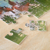 ピンクのフラミンゴの群れの野生生物写真 ジグソーパズル (側面)