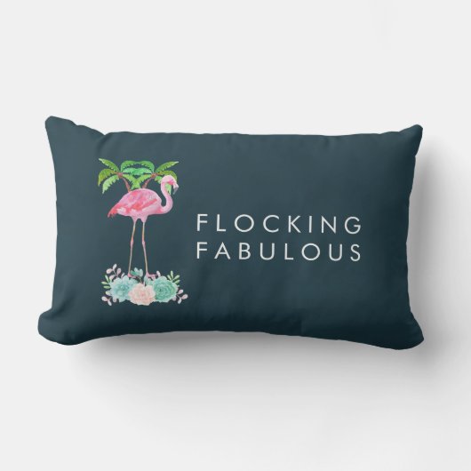 ピンクのフラミンゴの群れ素晴らしい ランバークッション (正面)