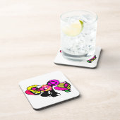 ピンクのフラミンゴの花と喜び コースター (右側)