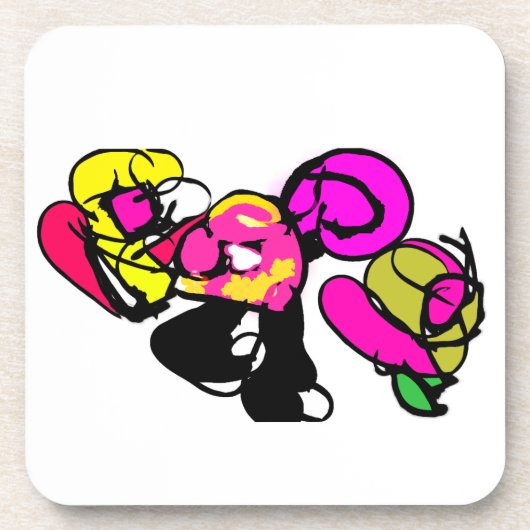 ピンクのフラミンゴの花と喜び コースター (正面)