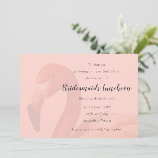 ピンクのフラミンゴの花嫁の友人たちとのランチ会 招待状 (スタンド正面)