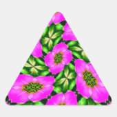 ピンクのフラミンゴの花模様 三角形シール (正面)