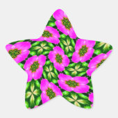ピンクのフラミンゴの花模様 星シール (正面)