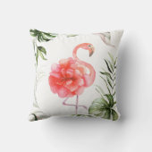 ピンクのフラミンゴの花、椰子の葉 クッション (裏面)