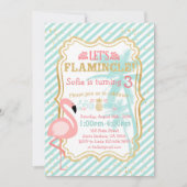 ピンクのフラミンゴの誕生日のパーティの招待状 招待状 (正面)