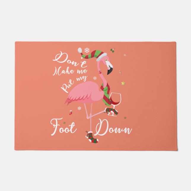 ピンクのフラミンゴの贈り物に足を置かせないように ドアマット (正面)