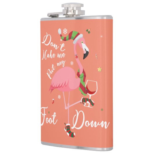 ピンクのフラミンゴの贈り物に足を置かせないように フラスク (左)
