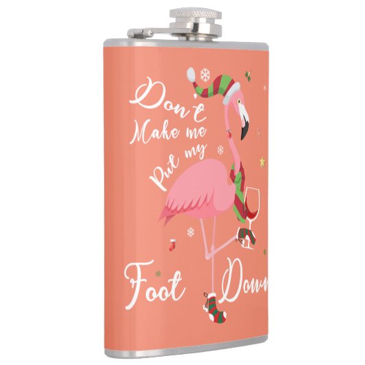 ピンクのフラミンゴの贈り物に足を置かせないように フラスク (右)