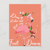 ピンクのフラミンゴの贈り物に足を置かせないように ポストカード (正面)