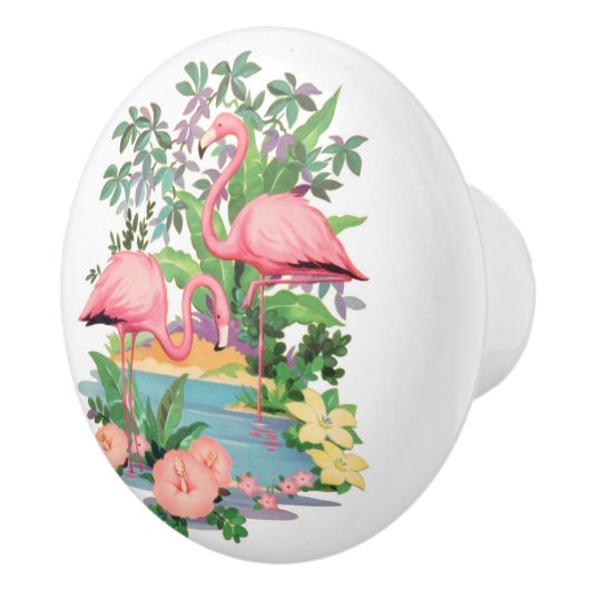 ピンクのフラミンゴの陶磁器の引出しかキャビネットのノブ セラミックノブ (右)