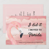ピンクのフラミンゴの雲模様 私はフロリダに引っ越しました 案内状 (正面/裏面)