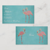 ピンクのフラミンゴの青い名刺 名刺 (正面/裏面)