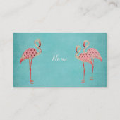 ピンクのフラミンゴの青い名刺 名刺 (裏面)