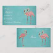 ピンクのフラミンゴの青い名刺 名刺 (正面/裏面)