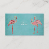 ピンクのフラミンゴの青い名刺 名刺 (裏面)