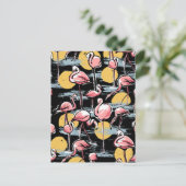 ピンクのフラミンゴの鳥と夕日 |トロピカルタンゴ シーズンポストカード (スタンド正面)