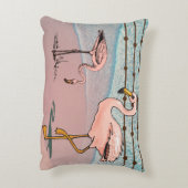 ピンクのフラミンゴの鳥のビーチアクセント枕 アクセントクッション (裏面(縦))