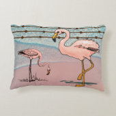 ピンクのフラミンゴの鳥のビーチアクセント枕 アクセントクッション (裏面)