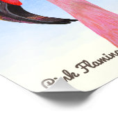 ピンクのフラミンゴの鳥ガッシュ絵画の水色 フォトプリント            (角)