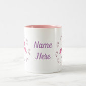 ピンクのフラミンゴの鳥 ツートーンマグカップ (中央)