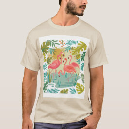 ピンクのフラミンゴは一緒に立つ Tシャツ