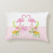 ピンクのフラミンゴは鳥の熱帯花を愛する アクセントクッション (裏面)