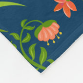 ピンクのフラミンゴオーナメントのストライプのターコイズ背面 フリースブランケット (角)