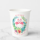 ピンクのフラミンゴカラフルス熱帯花リース 紙コップ (正面)